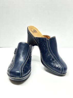 Sofft blue leather mules size 8M